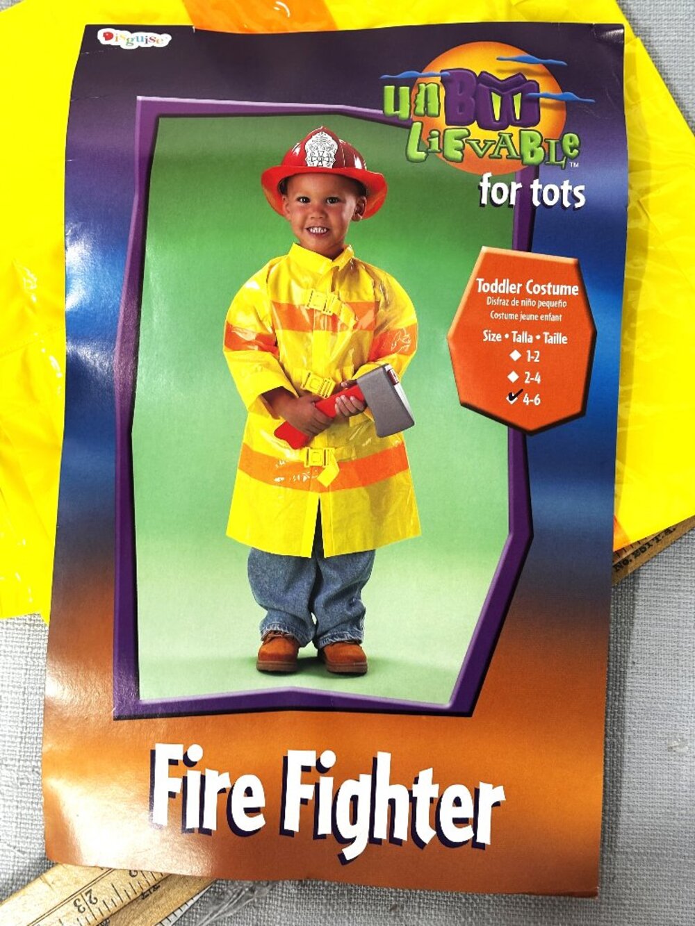 Tots child Firefighter Yellow costume NOS NWT Sz 4-6